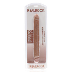 Real Rock Double Gode Straight Slim 30.5 x 3.5cm Marron